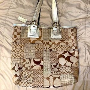 Coach patchwork tote handbag